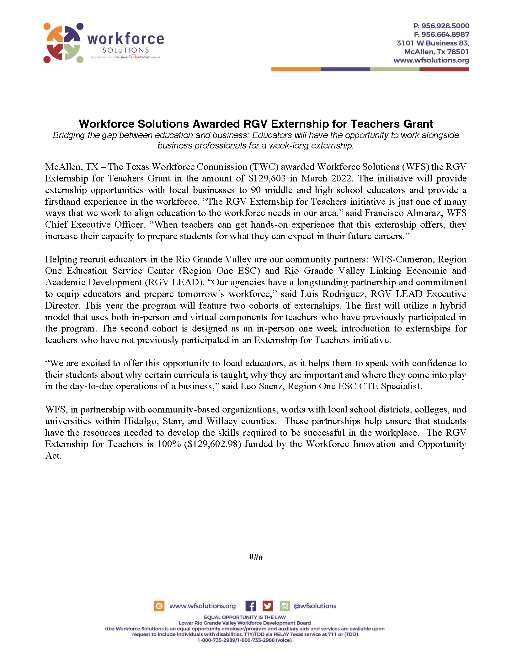 Press Release - WFS Teachers Externship.png